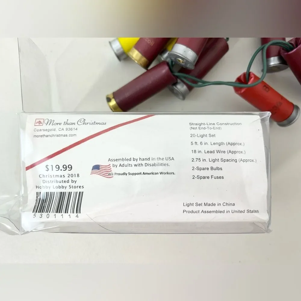 NIB Hobby Lobby 20 Shotgun Shells String Lights Genuine Spent Shotgun Shells